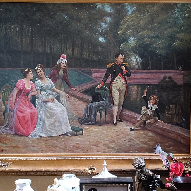Signed Original Girardet Oil Canvas Of Napoleon Bonaparte And His Family