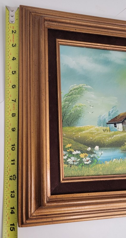 Oil Painting Cottage Meadow Stream Gallery Wall Peaceful L Evans on Canvas 8x10" gallery