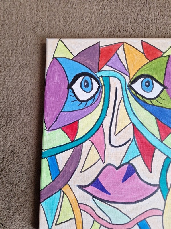 Acrylic Abstract On Canvas Painting Contemporary Ladies Face 11 X 14 In NM #1 gallery