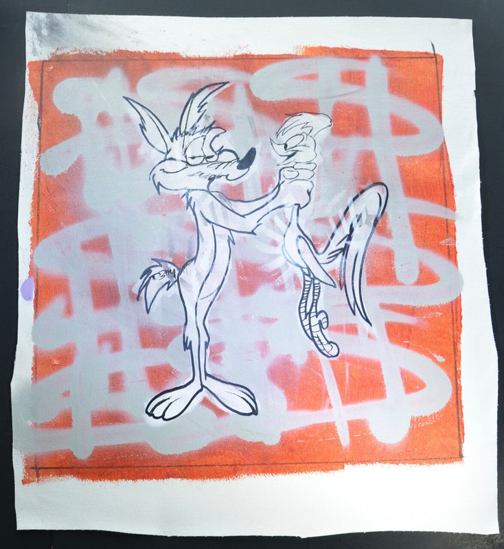 Hand Signed by Dillon Boy, 1/1 Original “Wily Coyote & Roadrunner”, W/ COA.