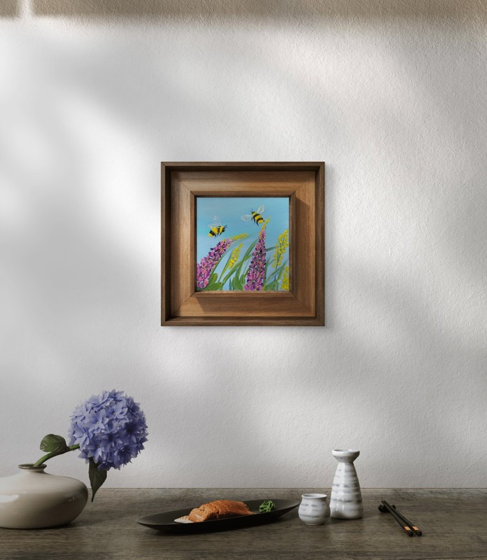 Bluebonnet Wildflowers Bumblebee Original Painting Honey Bee Handmade Wall Art gallery