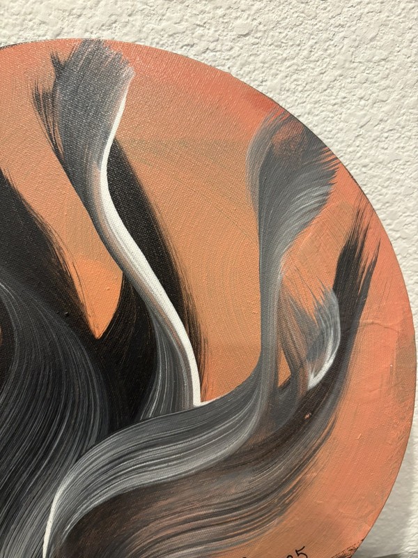 Abstract Desert Wind Painting, Round Canvas Art blind artist made gallery