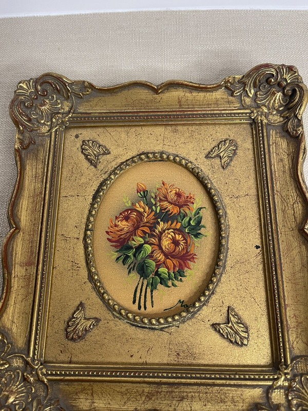 Oil Painting on Board Small Oil on Board Framed Vintage Art Decor 9 3/4"x8 3/4" gallery