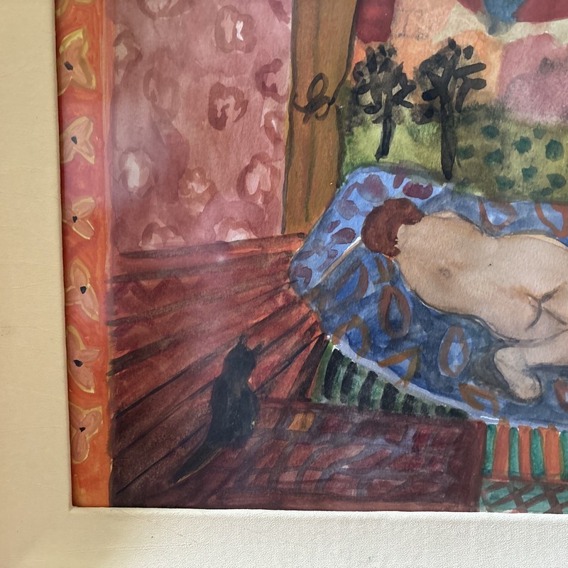 Original Natalie Miel Impressionist Watercolor Painting Signed Framed French gallery