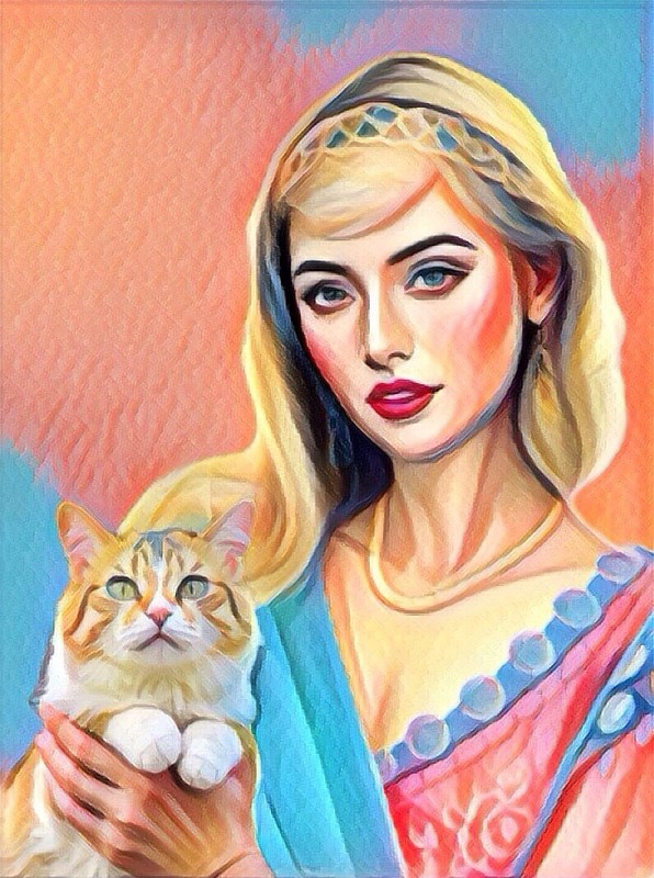 2.5×3.5 Original ACEO Art VINTAGE VOGUE 1920s FASHION PRETTY WOMAN & PET CAT