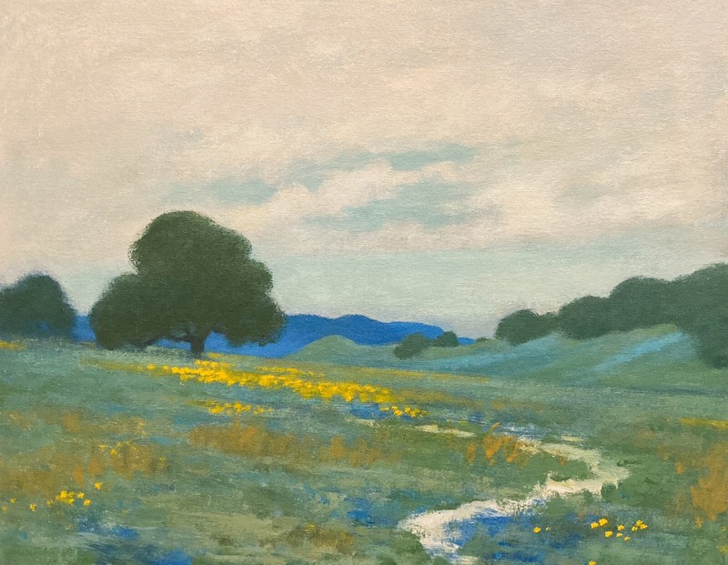 16x20 California Impressionism Landscape Poppies Wildflowers Art Oil Painting