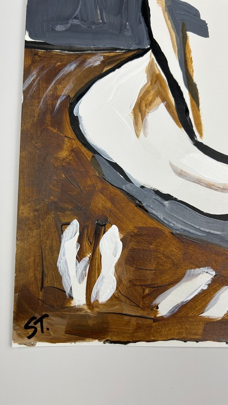 Original Abstract Coffee Painting Cafe Art Wall Art Signed STerling Paper 11x14 gallery