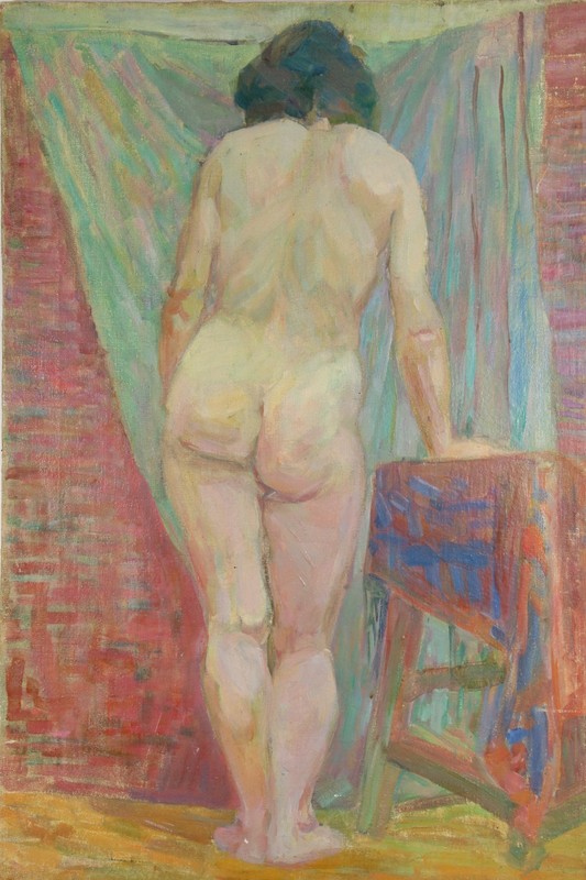 NUDE BACK VIEW oil painting around 1910 expressionism perimeter Franz Nölken oil painting