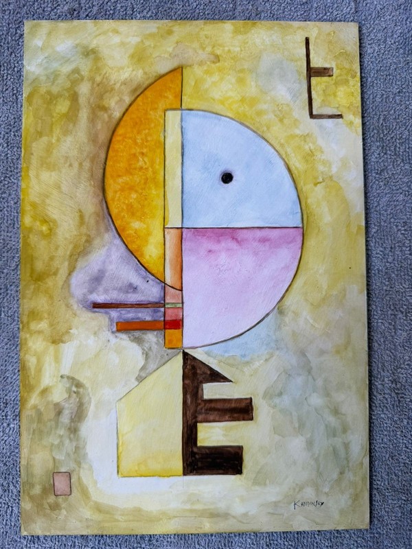wassily kandinsky , framed oil painting on wood, sealed and signed. gallery