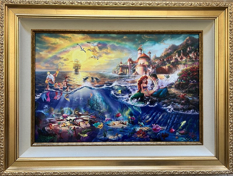 THOMAS KINKADE – THE LITTLE MERMAID 18″ X 27″ S/N HE GICLEE CANVAS w/COA