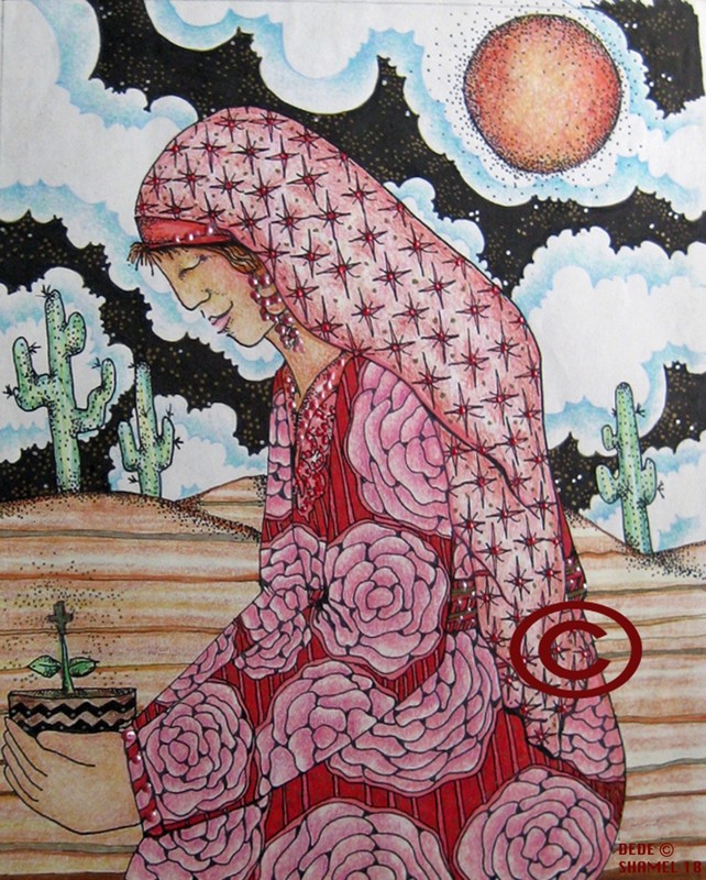 «Cross» Original Painting by DEDE SHAMEL-8″x9.25″-8″x10″ Framed