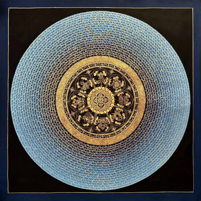 Green Tara Mantra Mandala with Eight Auspicious Symbols