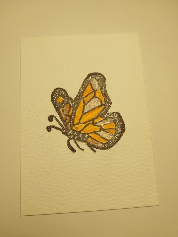 Monarch BUTTERFLY Abstract Original Painting Home Decor miniature ACEO 3.5x2.5 gallery