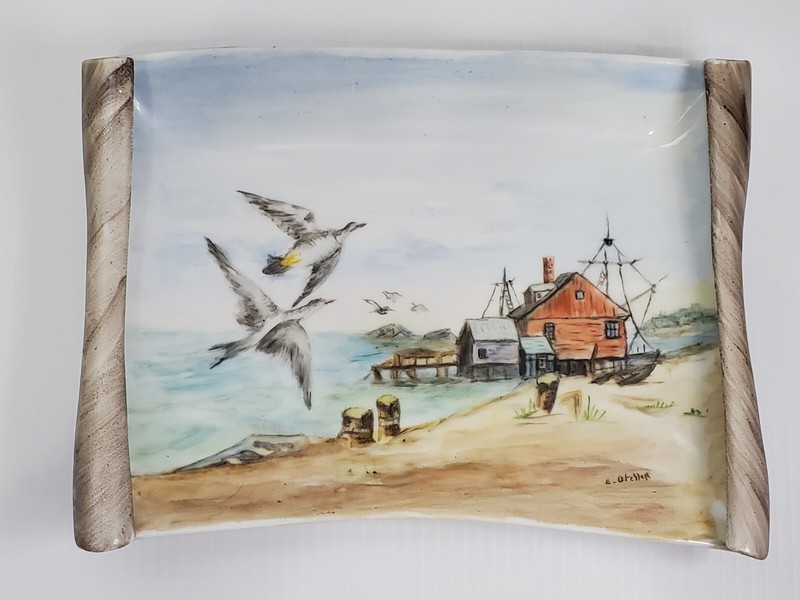 Ceramic/Porcelain Wall Plate Village SeaScape Painted By Gfeller