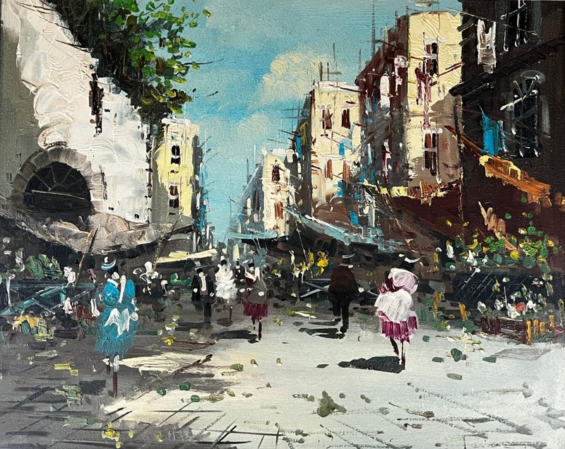 Vintage Landscape Oil Painting Cityscape Rome Italy Mid Century Modern Framed