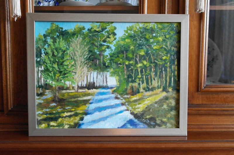 JSArt ORIGINAL Landscape Sunny Day in Forest Canvas 13×17 Hand Russian Painting