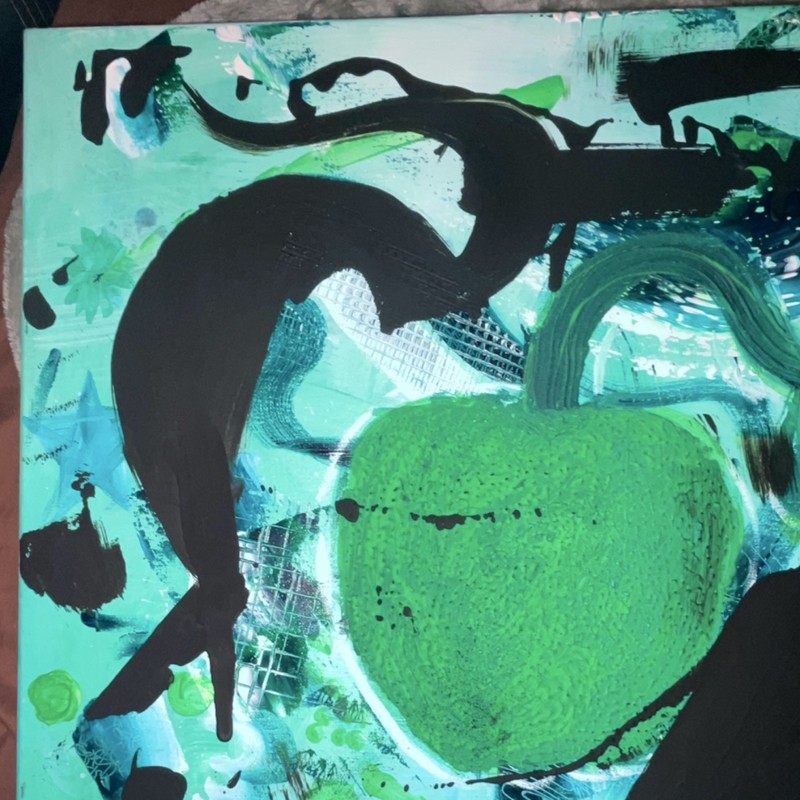 Alyssa Maxim Signed Abstract Apple Canvas Painting Original 2026 gallery
