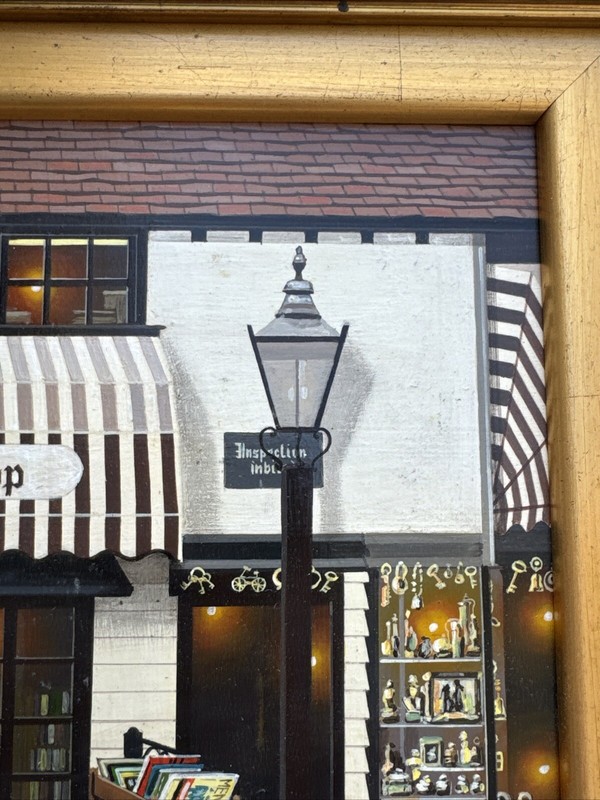 BROADWAY BOOKSTORE PAINTING REGIONALISM STREET VIEW SIGNED TUREK OR JUREK LISTED gallery
