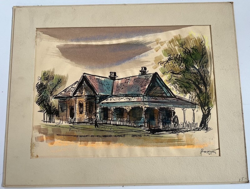 Vintage Watercolor Painting “The Old House At Maple, Deming NM” by Bill Rakocy