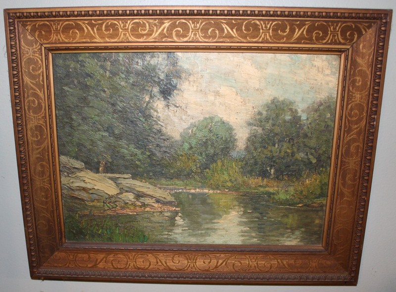 Antique American Impressionist Landscape Painting Signed RCS Circa 1910-1920