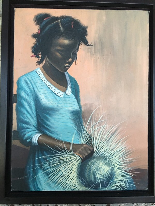 vintage L. Louissaint painting 18 X 14 African-American culture New Orleans, LA