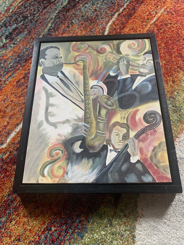 JAZZ BAND ORIGINAL OIL ON BOARD PAINTING UNSIGNED