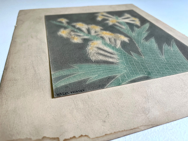 Antique Signed Hazel Frazee Textured Watercolor Painting gallery