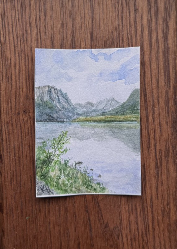 Original ACEO Watercolor Alaska Landscape Mini Painting Alaska Moose Pass