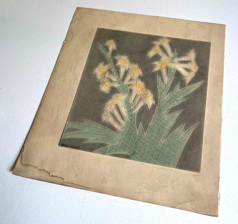 Antique Signed Hazel Frazee Textured Watercolor Painting gallery
