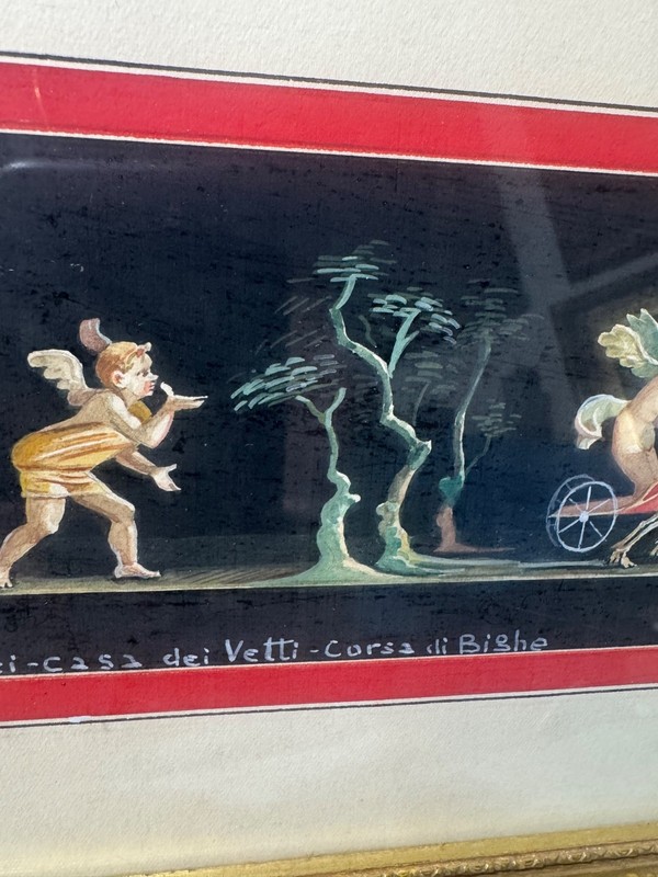 A Nappo "Pompei–Casa Dei Vetti–Corsa di Bighe" Gouache Painting - Signed/Framed gallery