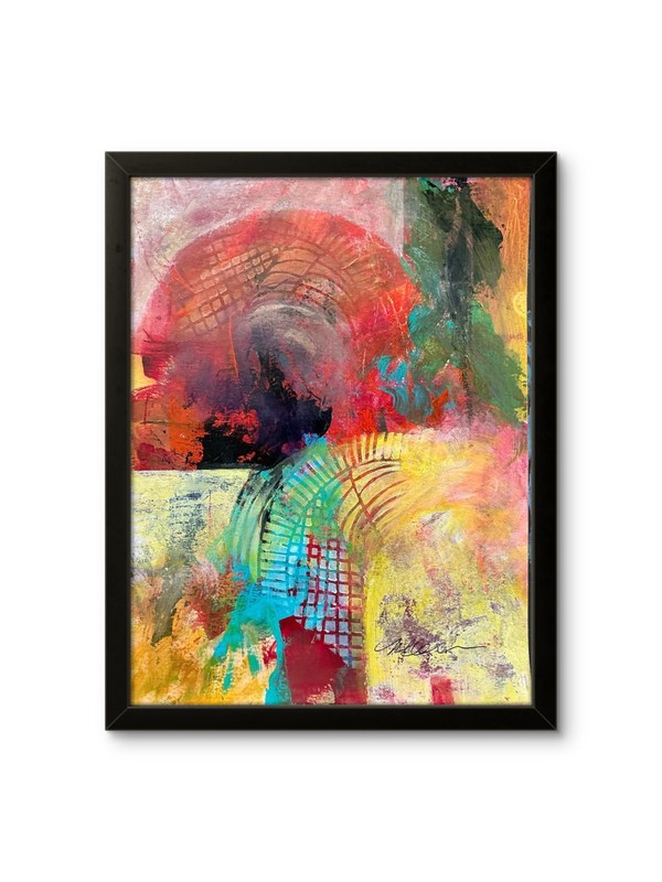 OOAK Acrylic Painting Paper 9×12 Abstract Expressionist Colorful Modern Decor