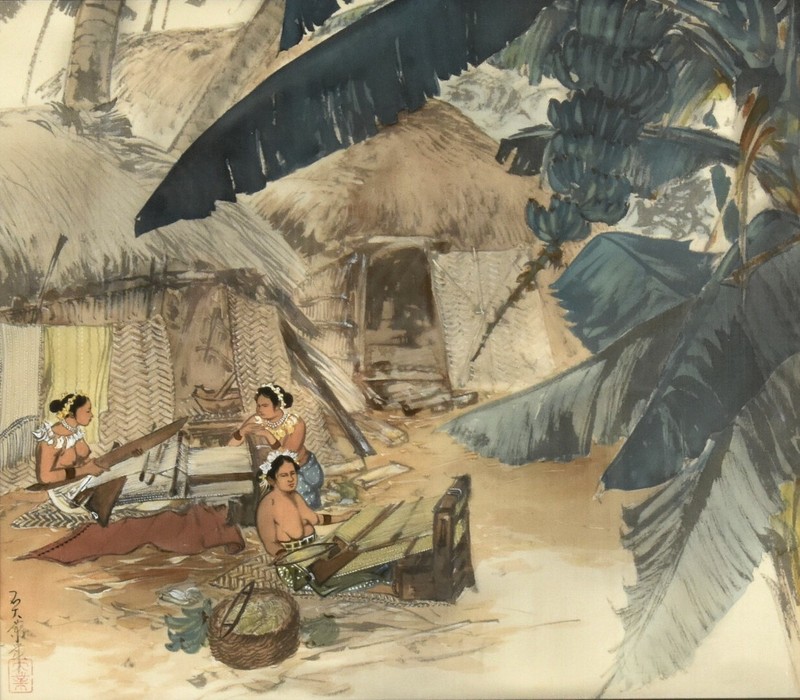 Outstanding Japanese? Southeast Asia? Pacific Islands? Gouache Signed Illegibly