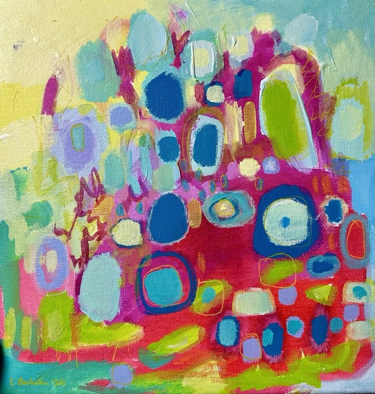 Emilia Bachelier Contemporary Abstract Painting 12×12” Original on Canvas
