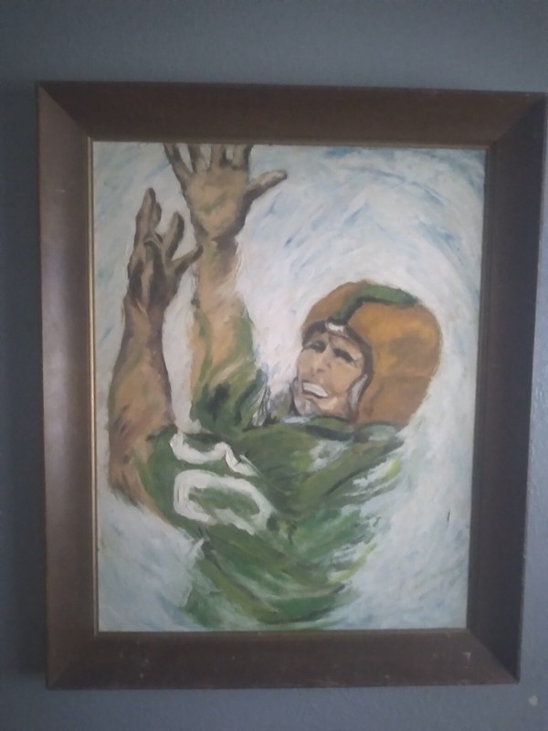 Vintage Baylor Bear Football NCAA 1950s Helmet Oil Painting Green Bay Packers