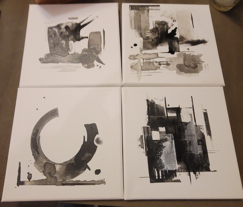 Original Abstract Minimal Landscape Drawing On Canvas By Local Artist