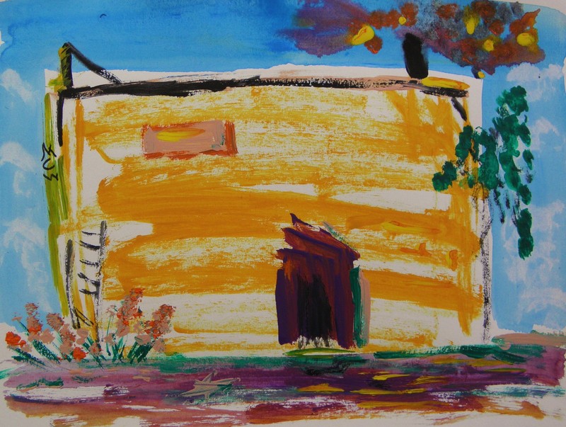 ORIGINAL Steel Mill Landscape Naive FOLK OUTSIDER Mary Carol art MCW Primitive