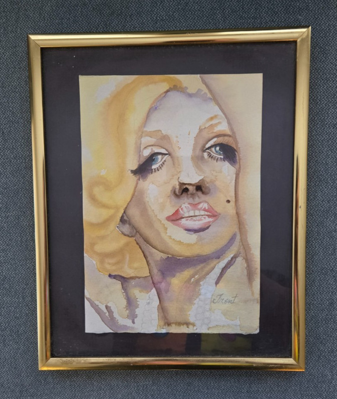 Marilyn Monroe Original Watercolor Painting by Jamie Trent circa 1990s