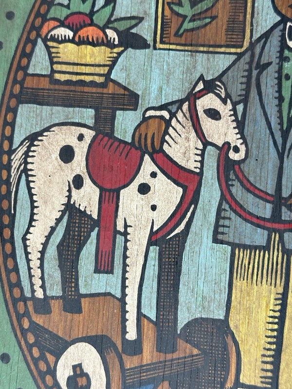 2 Vintage Colonial Style Paint By Number Wood Wall Art Boy Horse, Mother Child gallery