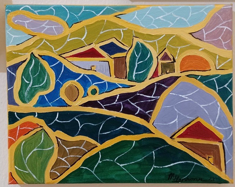Sunrise in a Country, oil on canvas original painting by Marina Gershman, 8″x10″
