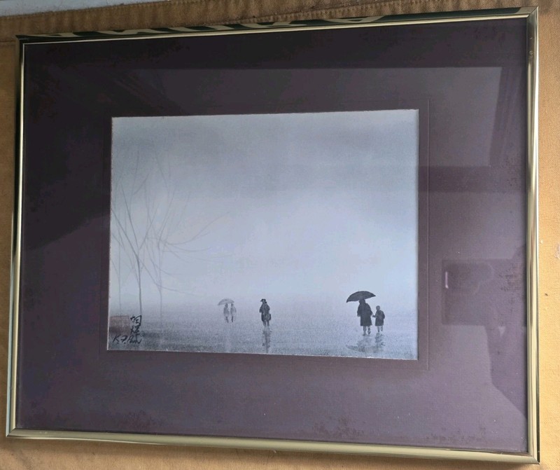 Poon Tai To » Rainy Day » Water Color On Silk, Signed And # 230/500
