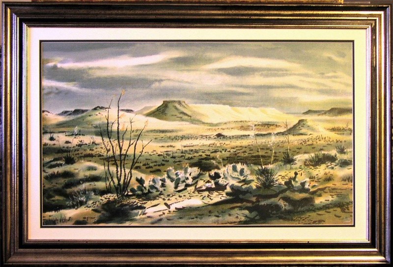 Large Color Lithograph by Avery Fischer Johnson A.N.A. – A Desert Landscape