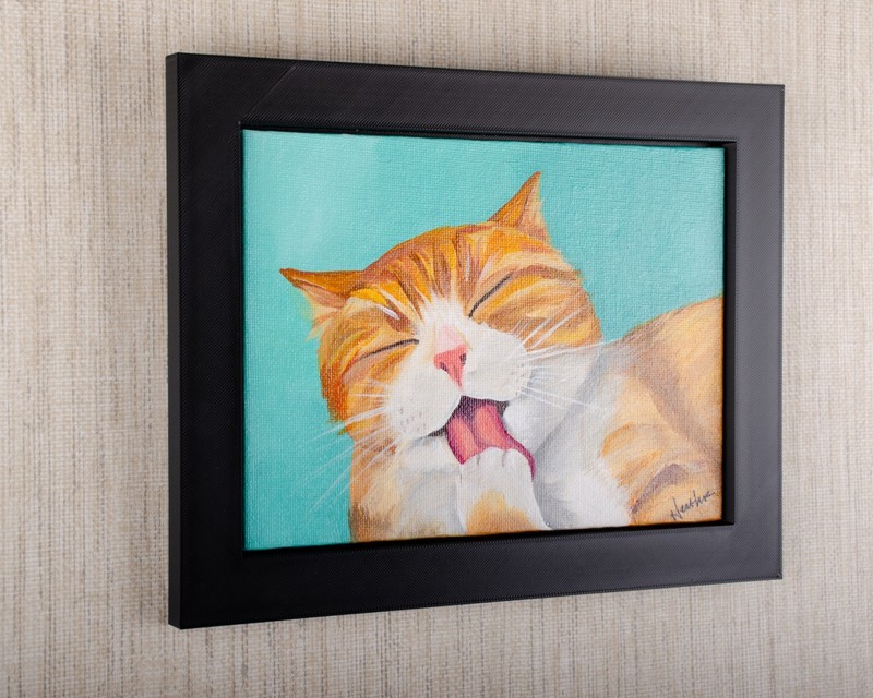 "Orange Cat" Framed 5x7 Original Acrylic Painting Canvas Artist Heather Stockton gallery