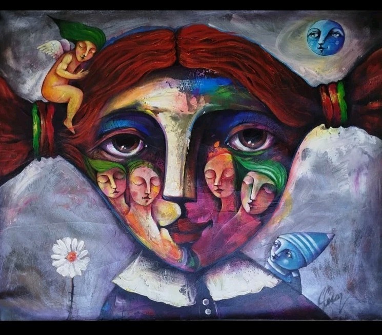 Acrylic/Canvas Carlos Cesar cuban Art 100x80cm T amigo inmaginario Azul