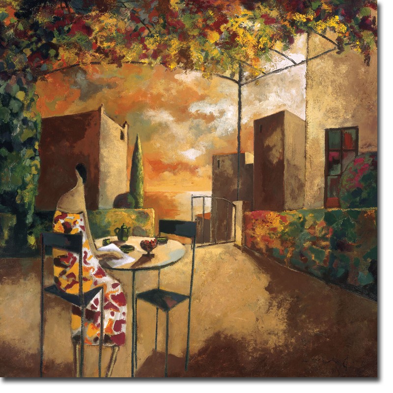 Cafe al Jardi by Didier Lourenco Gallery-Wrap Canvas Giclee Art (36 in x 36 in)