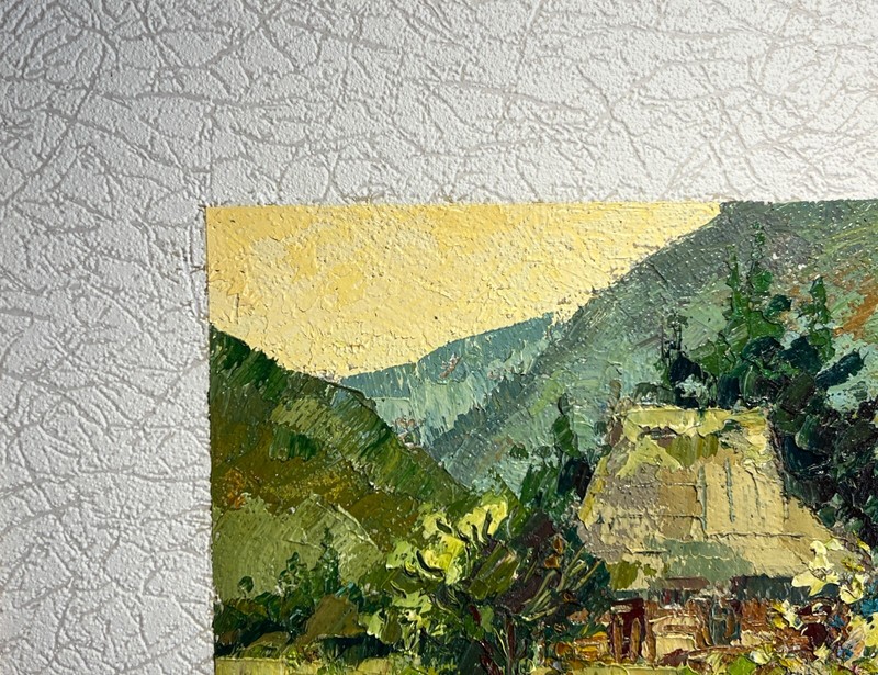 Oil painting An old house Ukrainian painter Paper Framed original landscape gallery