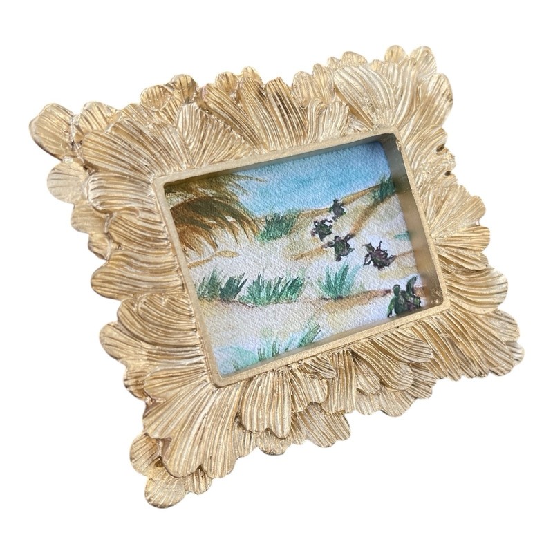 Mini Gold Framed Sea Turtles Art Print- Wall Decor, Animal print, Ornate frame gallery