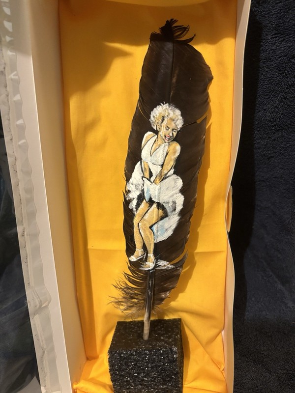 Famous Lady Marilynn Monroe Hand Painted On A Turkey Feather