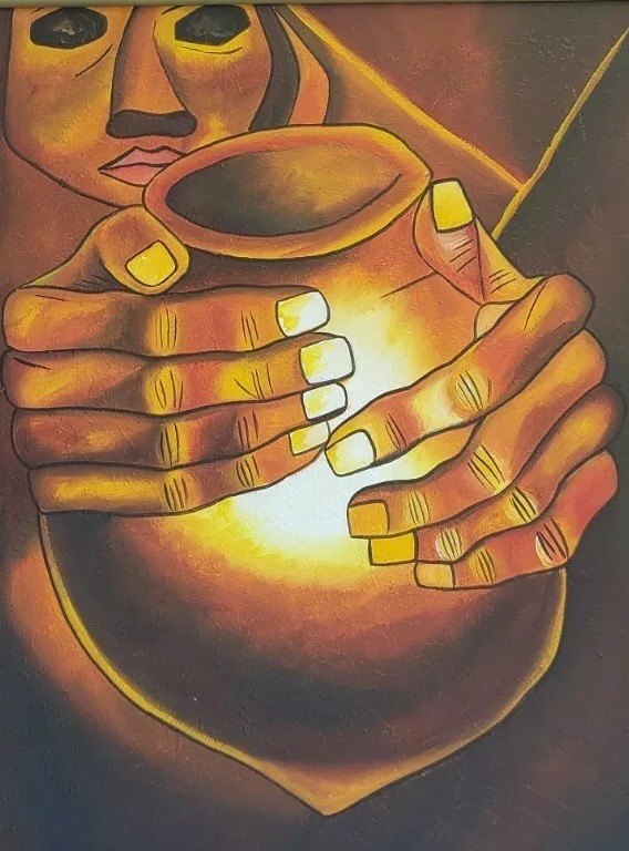 SIGNED N. JESUS POTTERY PAINTING i.e Eduardo Kingman Contemporary Art ECUADOR