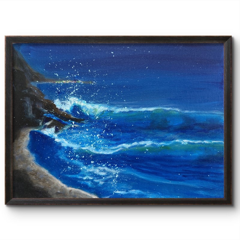 OCEAN WAVES LAGUNA CRYSTAL COVE 14X11 OCEAN LANDSCAPE ORIGINAL ART MODERN HOME