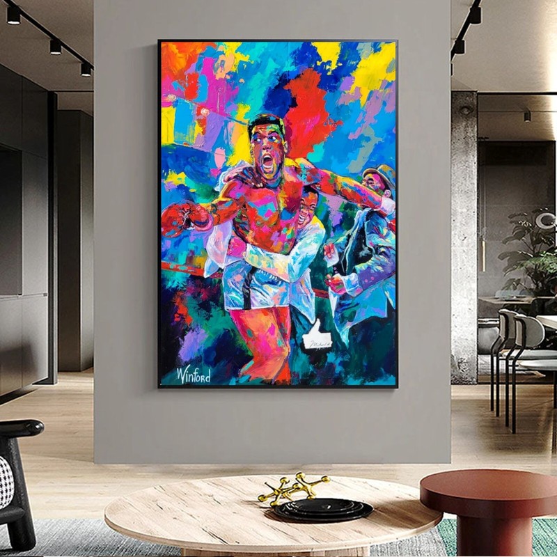 SUPER Sale Signed Muhammad Ali COA ORIGINAL Painting 48H X 36 $50K Now $24,995